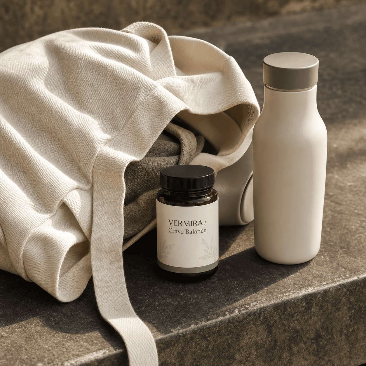 Vermira Crave Balance bottle arranged for an everyday routine
